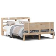 vidaXL Sängram med huvudgavel 135x190 cm massiv furu