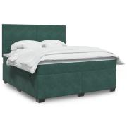 vidaXL Ramsäng med madrass mörkgrön 180x200 cm sammet