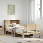 vidaXL Säng med bokhylla utan madrass 90x200cm massiv furu