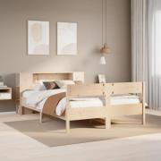 vidaXL Säng med bokhylla utan madrass 140x190cm massiv furu