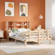 vidaXL Säng med bokhylla utan madrass 140x200cm massiv furu