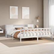 vidaXL Säng med bokhylla utan madrass vit 180x200cm massiv furu