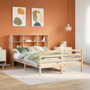 vidaXL Säng med bokhylla utan madrass 135x190cm massiv furu