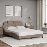 vidaXL Sängram med huvudgavel cappuccino 140x190 cm konstläder