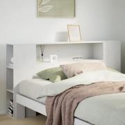 vidaXL Huvudgavel med förvaring vit 120 cm massiv furu