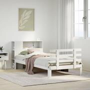 vidaXL Säng med bokhylla utan madrass vit 75x190cm massiv furu