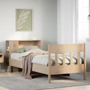 vidaXL Säng med bokhylla utan madrass 75x190cm massiv furu