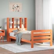 vidaXL Sängram utan madrass vaxad brun 90x200 cm massiv furu