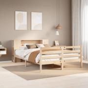 vidaXL Säng med bokhylla utan madrass 140x190cm massiv furu