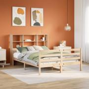 vidaXL Säng med bokhylla utan madrass 140x200cm massiv furu