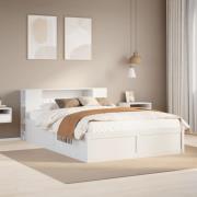 vidaXL Sängram utan madrass vit 135x190 cm massiv furu