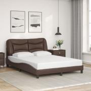 vidaXL Sängram med huvudgavel brun 140x200 cm konstläder