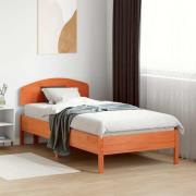 vidaXL Sängram utan madrass vaxbrun 75x190 cm massiv furu