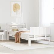 vidaXL Sängram med huvudgavel utan madrass vit 100x200 cm