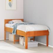 vidaXL Sängram utan madrass vaxbrun 75x190 cm massiv furu