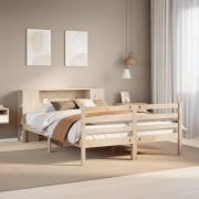 vidaXL Säng med bokhylla utan madrass 140x190cm massiv furu