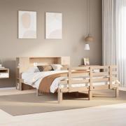 vidaXL Säng med bokhylla utan madrass 135x190cm massiv furu