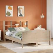 vidaXL Säng med bokhylla utan madrass 150x200cm massiv furu