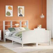 vidaXL Säng med bokhylla utan madrass vit 120x190 cm massiv furu