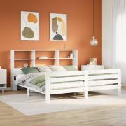 vidaXL Sängram utan madrass vit 200x200 cm massiv furu
