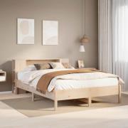 vidaXL Säng med bokhylla utan madrass 140x190cm massiv furu