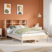 vidaXL Säng med bokhylla utan madrass 140x190cm massiv furu