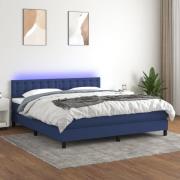 vidaXL Ramsäng med madrass & LED blå 160x200 cm tyg