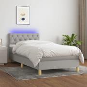 vidaXL Ramsäng med madrass & LED ljusgrå 80x200 cm tyg