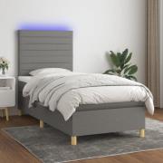 vidaXL Ramsäng med madrass & LED mörkgrå 80x200 cm tyg
