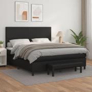 vidaXL Ramsäng med madrass svart 160x200 cm konstläder