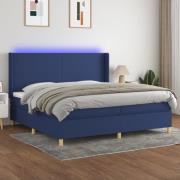 vidaXL Ramsäng med madrass & LED blå 200x200 cm tyg