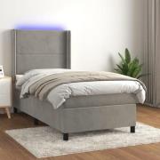 vidaXL Ramsäng med madrass & LED ljusgrå 100x200 cm sammet