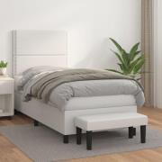 vidaXL Ramsäng med madrass vit 80x200 cm konstläder