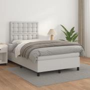 vidaXL Ramsäng med madrass vit 120x200 cm konstläder