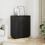 vidaXL Skänk svart 60x34x75 cm massiv furu