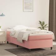 vidaXL Ramsäng med madrass rosa 90x190 cm sammet