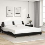 vidaXL Sängram med huvudgavel svart och vit 180x200 cm konstläder