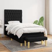 vidaXL Ramsäng med madrass svart 90x200 cm tyg