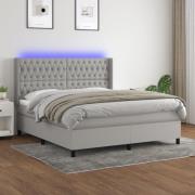 vidaXL Ramsäng med madrass & LED ljusgrå 160x200 cm tyg