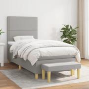 vidaXL Ramsäng med madrass ljusgrå 90x190 cm tyg