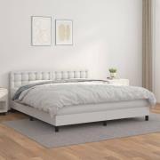 vidaXL Ramsäng med madrass vit 160x200 cm konstläder