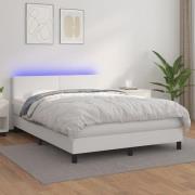 vidaXL Ramsäng med madrass & LED vit 140x200 cm konstläder