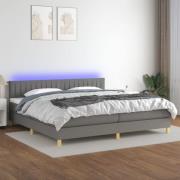 vidaXL Ramsäng med madrass & LED mörkgrå 200x200 cm tyg