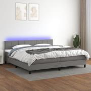 vidaXL Ramsäng med madrass & LED mörkgrå 200x200 cm tyg