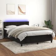 vidaXL Ramsäng med madrass & LED svart 140x190 cm sammet