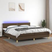 vidaXL Ramsäng med madrass & LED mörkbrun 200x200 cm tyg