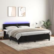 vidaXL Ramsäng med madrass & LED svart 180x200 cm sammet