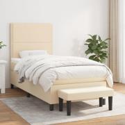 vidaXL Ramsäng med madrass gräddvit 100x200 cm tyg
