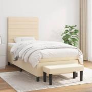 vidaXL Ramsäng med madrass gräddvit 90x200 cm tyg