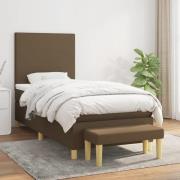 vidaXL Ramsäng med madrass mörkbrun 90x200 cm tyg